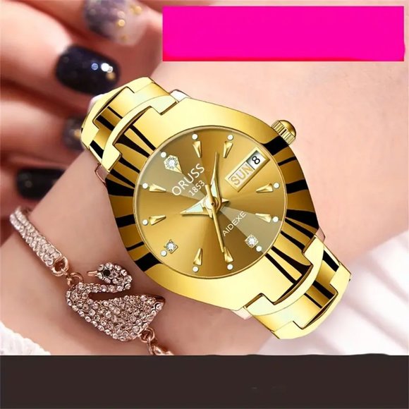 Luxury Rhinestone Quartz Watch Ladies Rome Fashion Analog Calendar Wristwatch - Picture 8 of 8